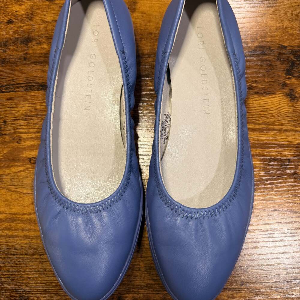 LOGO by LORI GOLDSTEIN Li Yada US 6M Blue Leather Slip On Ballet Flats QVC